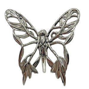 John Hardy Neiman Marcus Vintage Butterfly Silver Tone Brooch Scarf Hair Clip